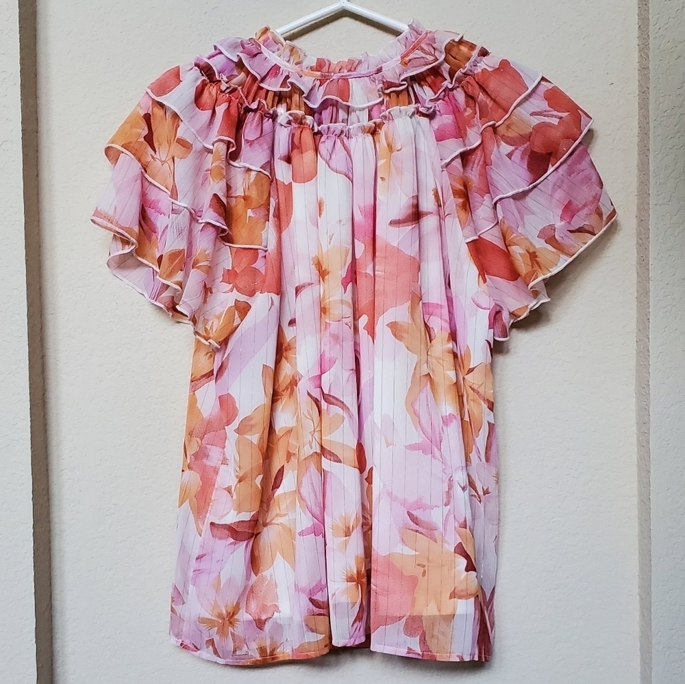 Entro Ruffled Sleeves Top. Size M - Picture 4 of 6
